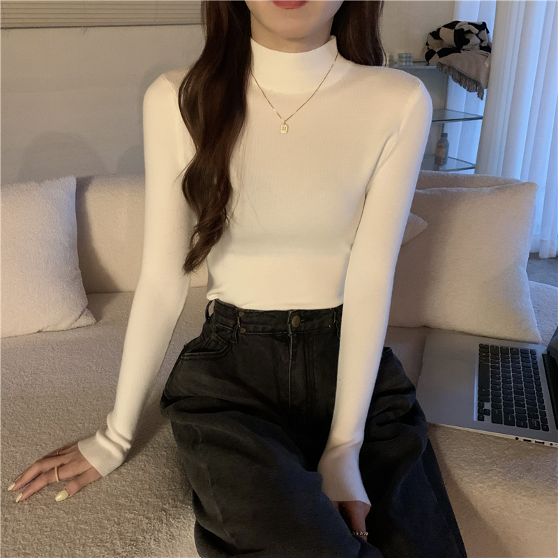 Half high collar sweater slim bottoming shirt for women