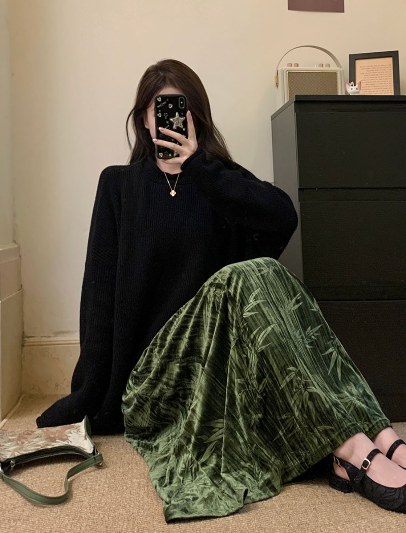 Large yard skirt corduroy long skirt for women