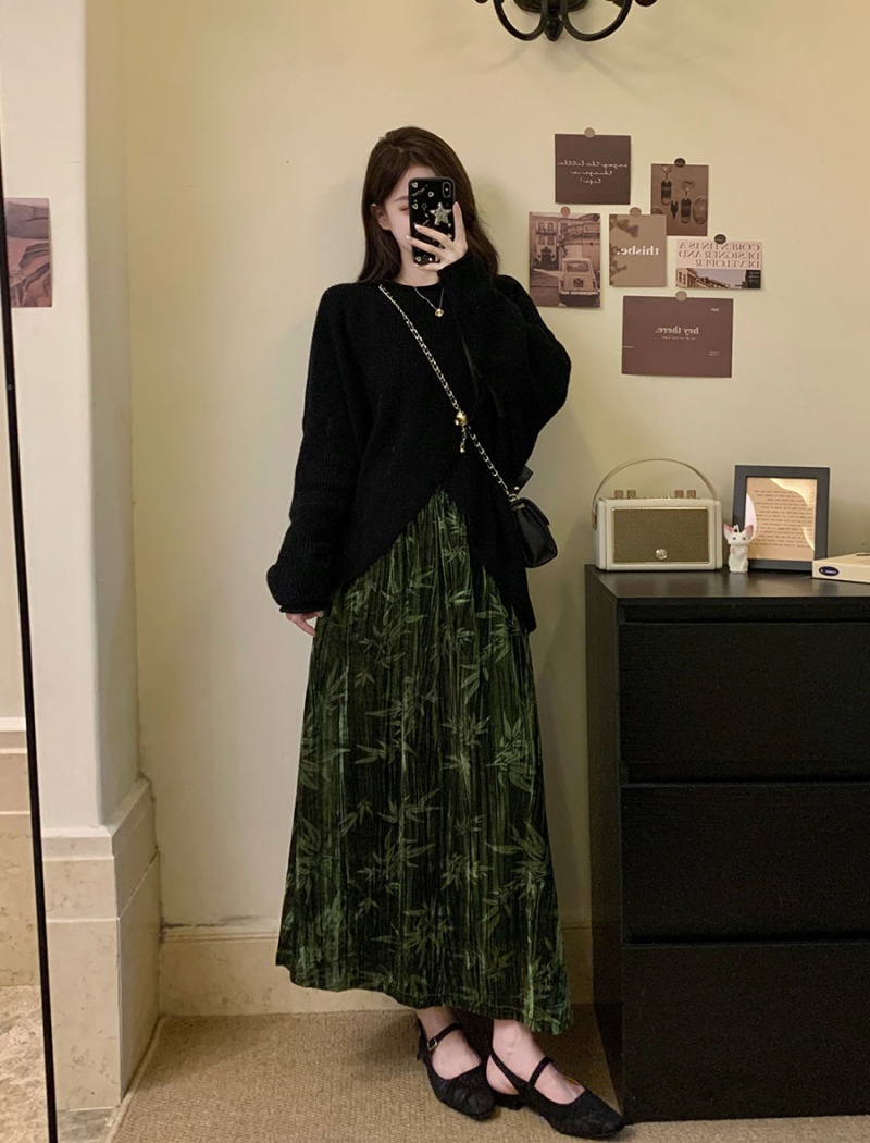 Large yard skirt corduroy long skirt for women