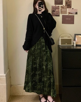 Large yard sweater jacquard skirt 2pcs set for women