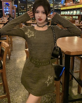 Knitted retro shirts large yard stars dress for women