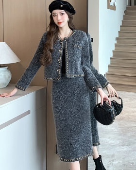 Winter thick skirt fashion long coat 2pcs set