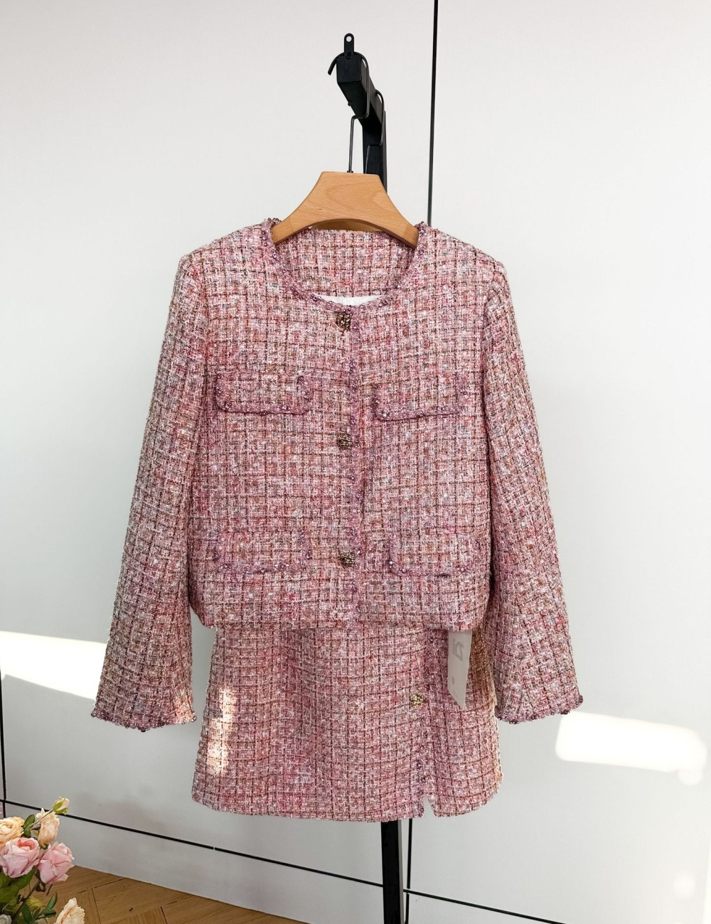 Autumn France style jacket chanelstyle light luxury dress a set