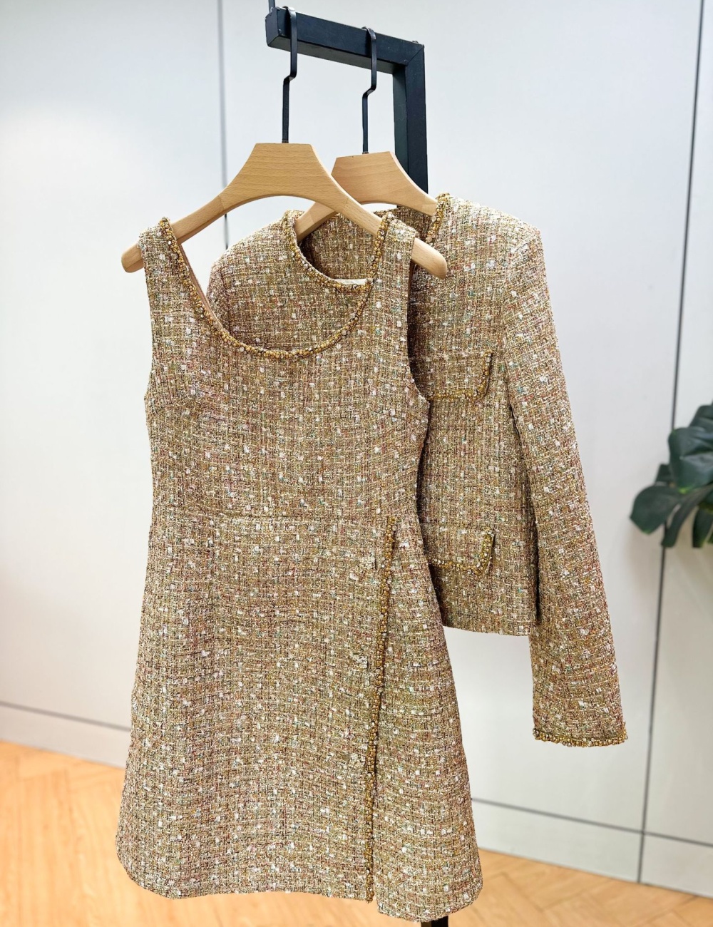 Autumn jacket chanelstyle dress a set for women