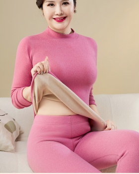 Plus velvet middle-aged cold warmth underware a set for women