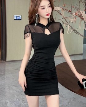 Slim tassels ladies cheongsam temperament short dress