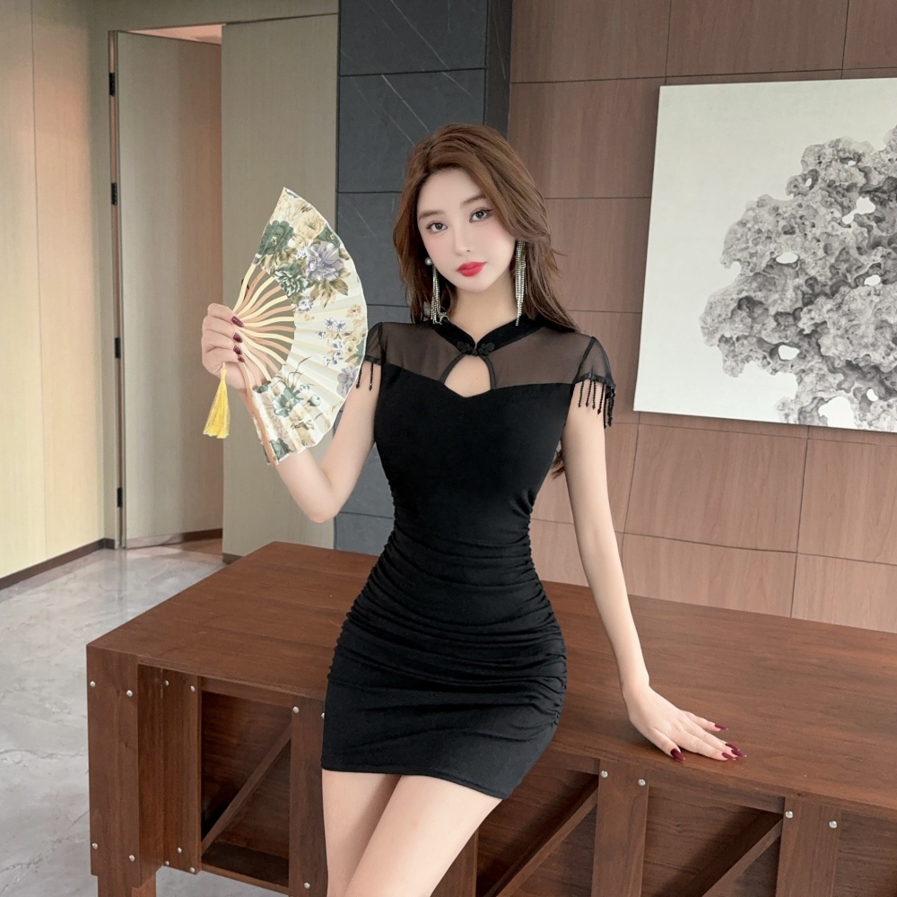 Slim tassels ladies cheongsam temperament short dress