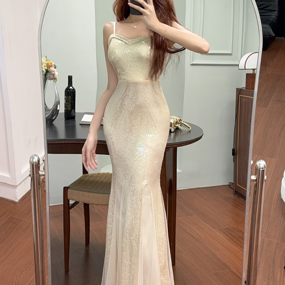 Temperament ladies evening dress light luxury long dress