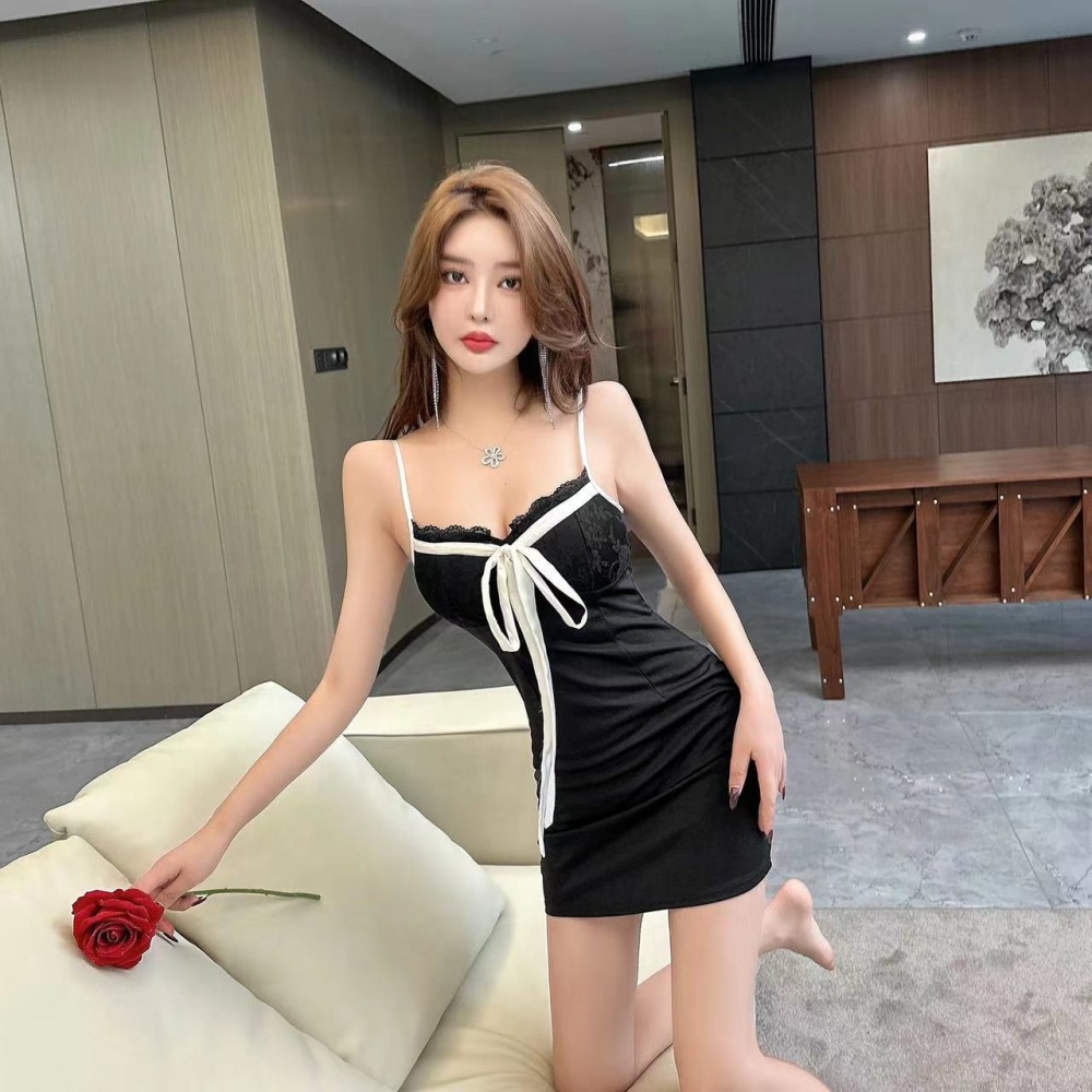 Sexy splice bandage package hip short bottoming dress