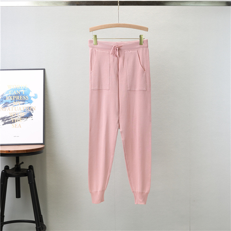 Knitted slim summer heart temperament pencil pants 2pcs set