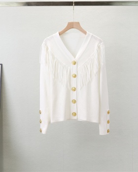 Tassels knitted jacket hollow cardigan for women