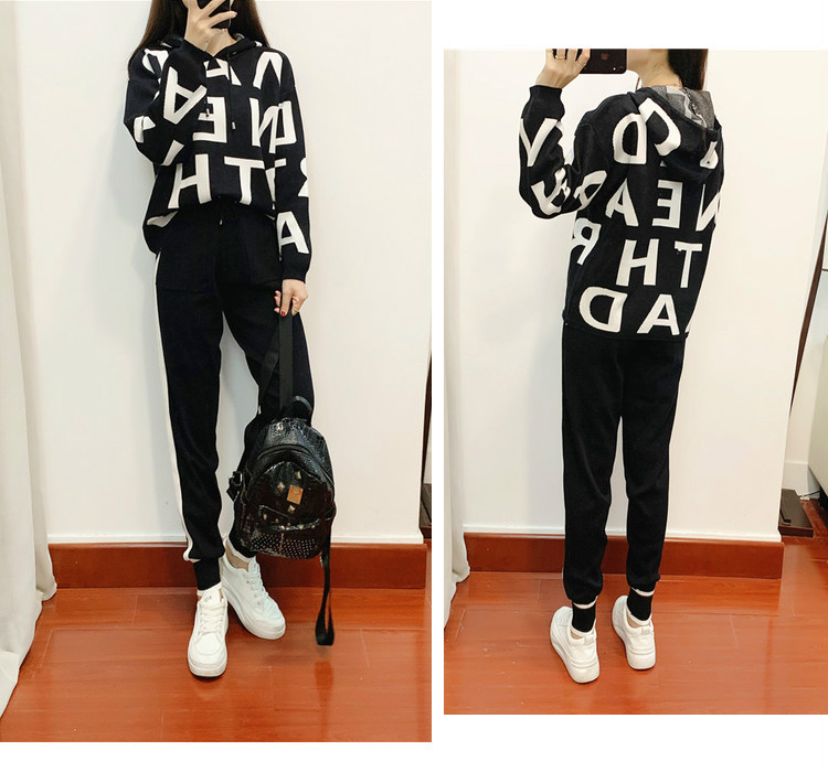 Temperament long pants sweater 2pcs set for women