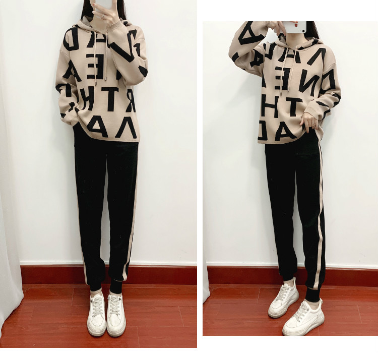 Temperament long pants sweater 2pcs set for women