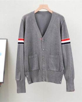 Stripe thin cardigan college style jacket for women