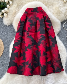 High waist A-line thick and disorderly jacquard skirt for women