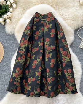 High waist slim A-line long winter skirt for women