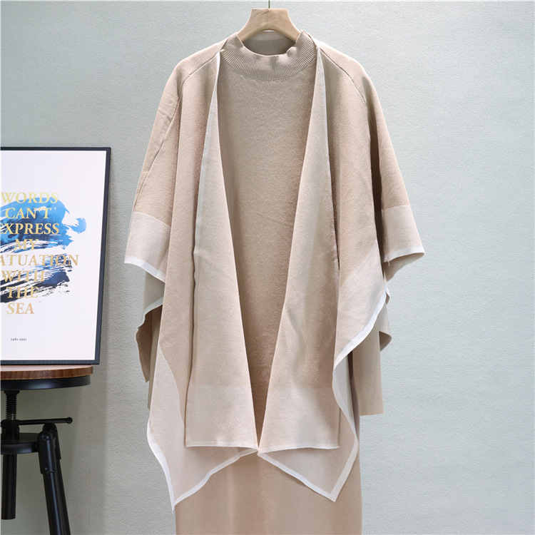 All-match autumn and winter cardigan loose cloak 2pcs set