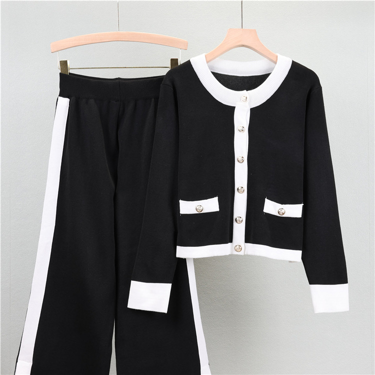 Sports chanelstyle wide leg pants 2pcs set for women