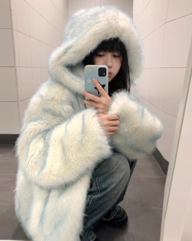 Thermal elmo niche coat gradient thick fur coat for women