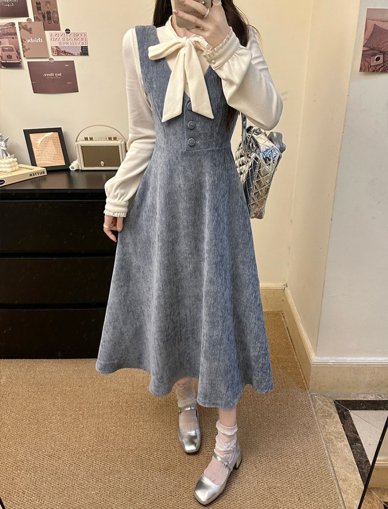 Commuting simple vest fat France style dress 2pcs set