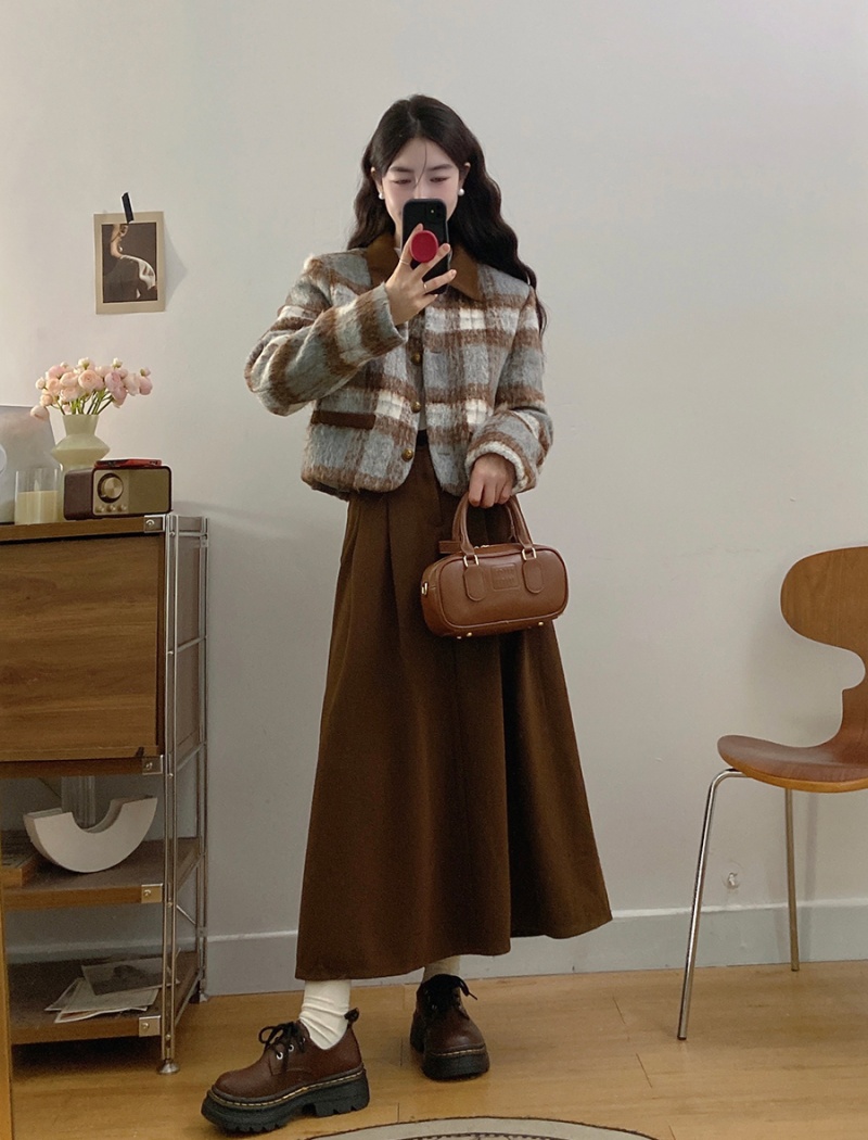 Slim jacket fashion long skirt 2pcs set for women