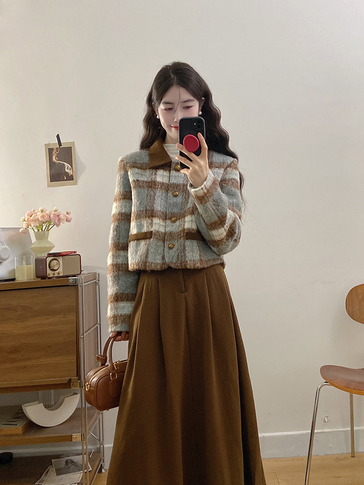 Slim jacket fashion long skirt 2pcs set for women