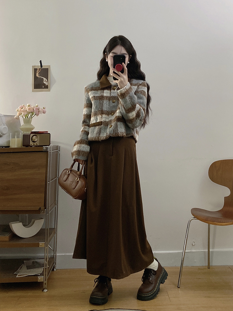 Slim jacket fashion long skirt 2pcs set for women