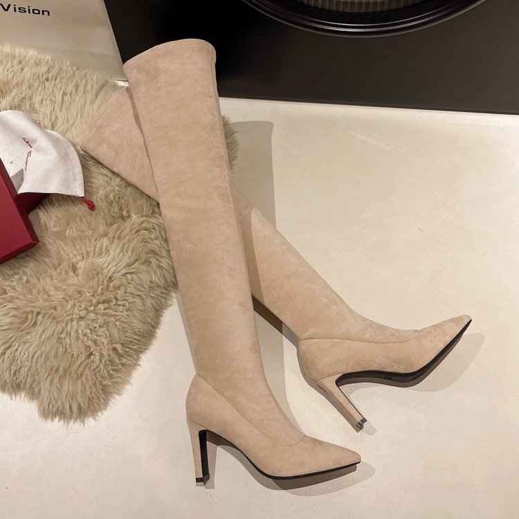 Fashion lady boots high-heeled pointed thigh boots