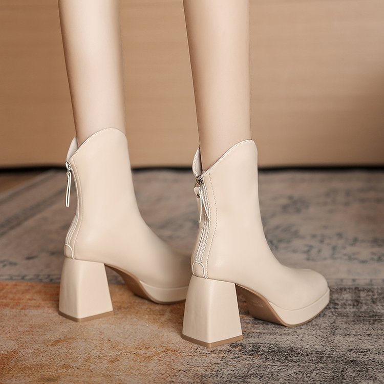 Fashion high-heeled boots square head platform for women