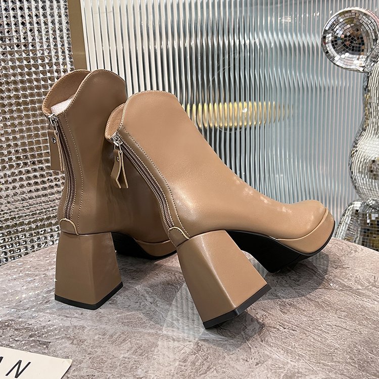 Fashion high-heeled boots square head platform for women