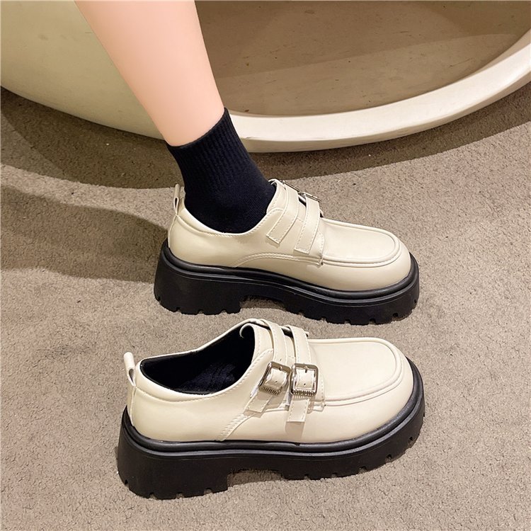 France style Casual leather shoes square head shoes