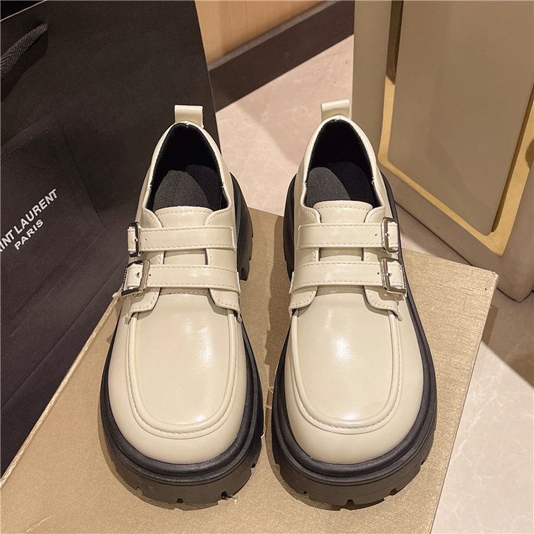 France style Casual leather shoes square head shoes