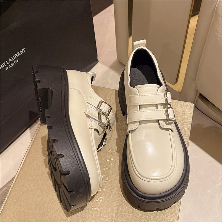 France style Casual leather shoes square head shoes