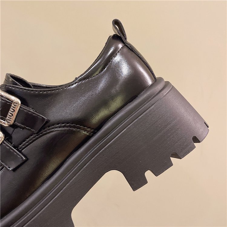 France style Casual leather shoes square head shoes