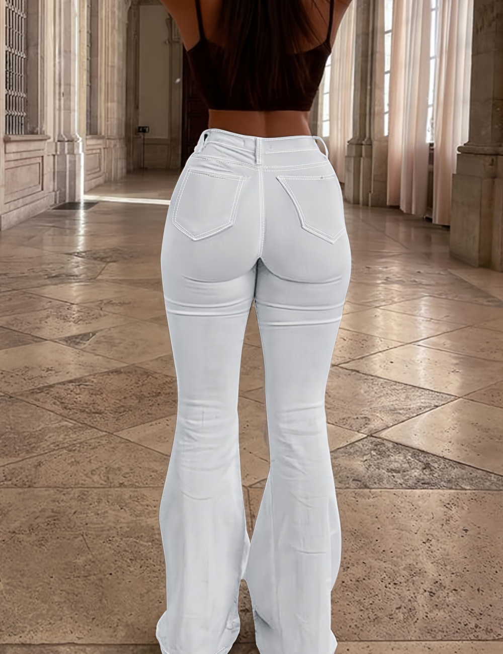 Tight denim flare pants fashion long pants for women