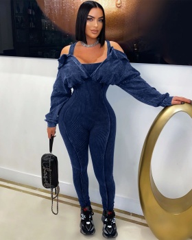 Fashion sexy strapless retro tight jumpsuit for women