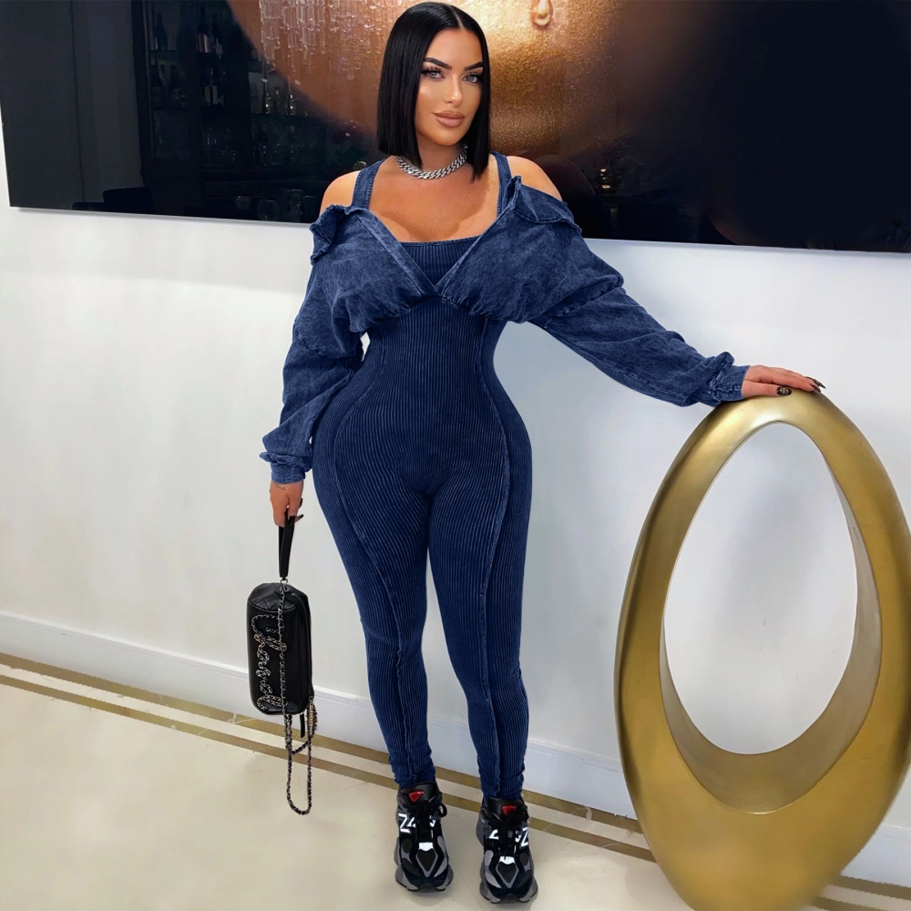 Fashion sexy strapless retro tight jumpsuit for women