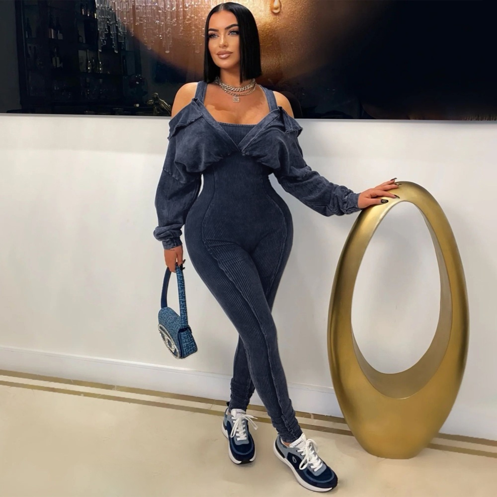 Fashion sexy strapless retro tight jumpsuit for women