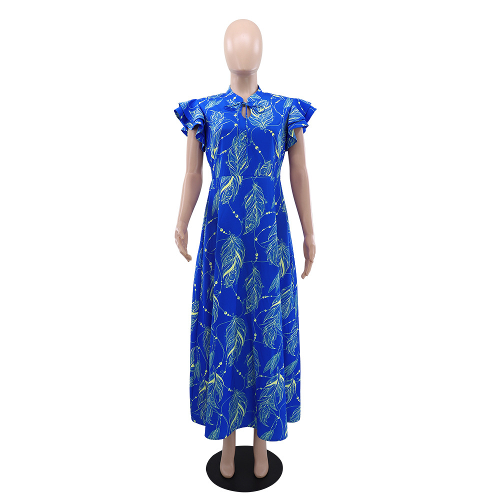 Short sleeve Chinese style long dress