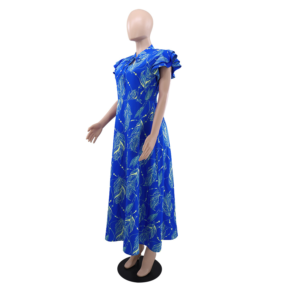 Short sleeve Chinese style long dress