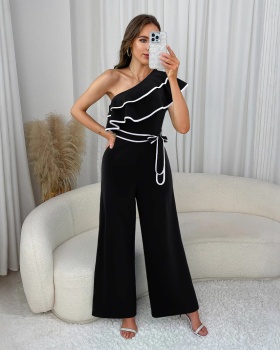 European style jumpsuit Casual wide leg pants for women