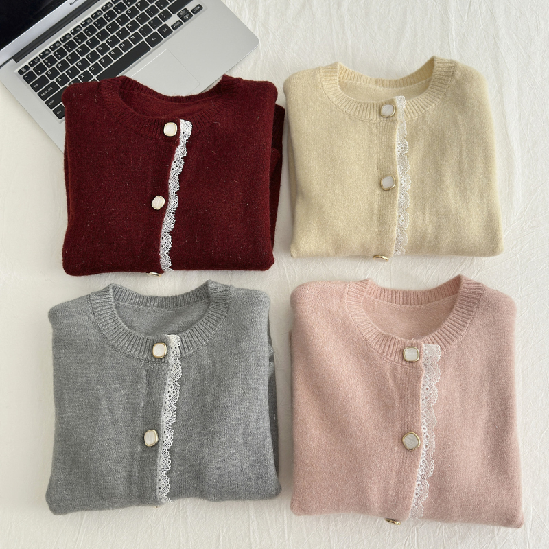 Autumn Western style wool shirts lace tender sweater