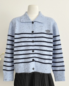 Stripe knitted coat spring and autumn cardigan for women