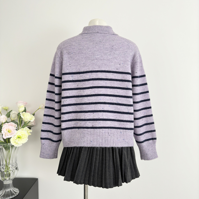 Stripe knitted coat spring and autumn cardigan for women