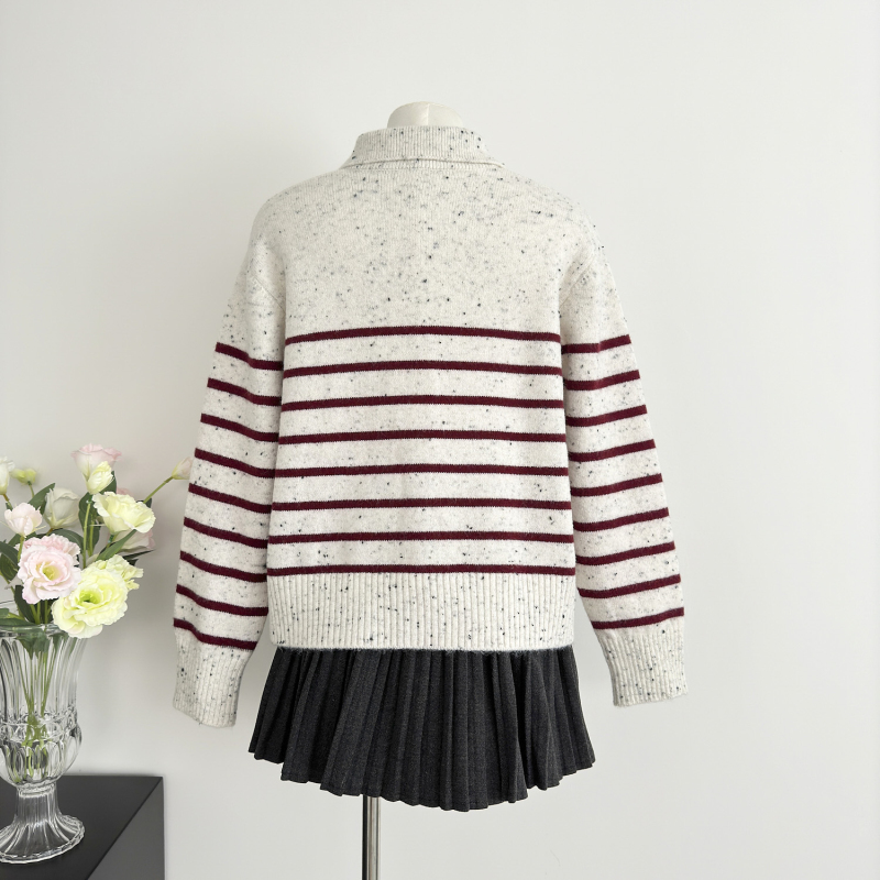 Stripe knitted coat spring and autumn cardigan for women