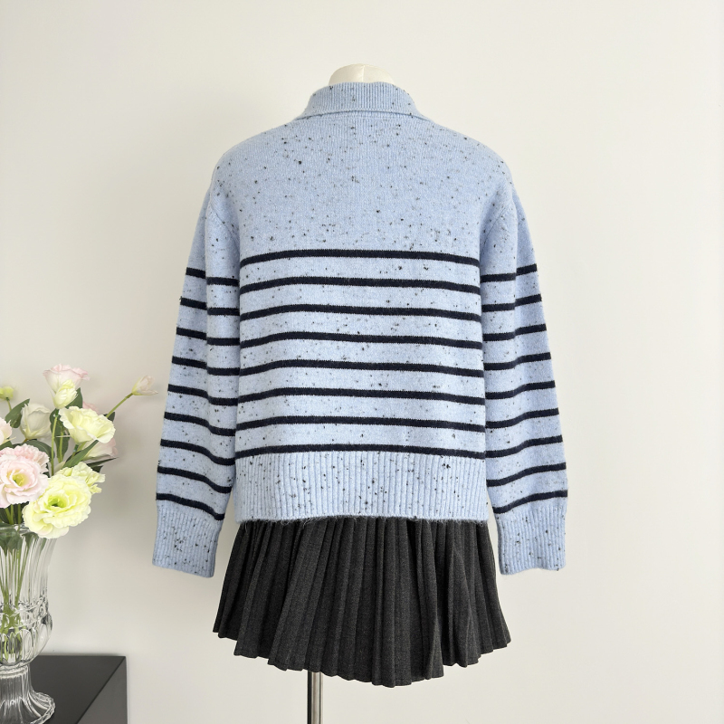 Stripe knitted coat spring and autumn cardigan for women