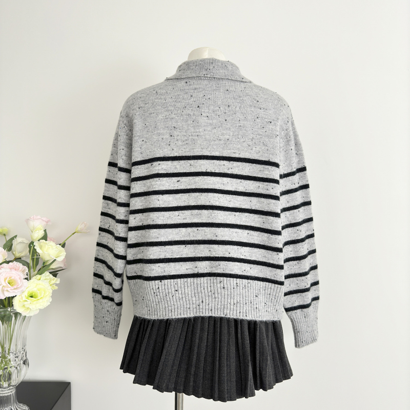 Stripe knitted coat spring and autumn cardigan for women