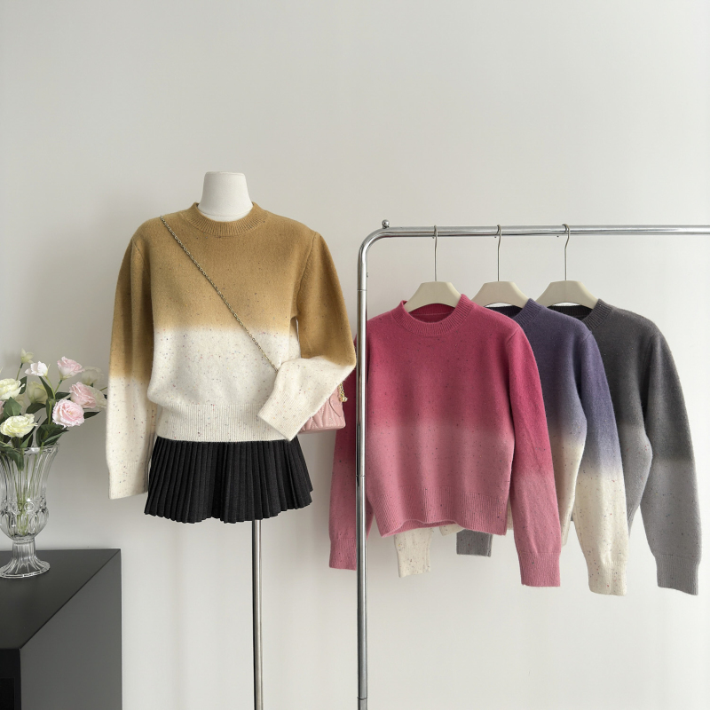 Temperament mixed colors sweater show young tops for women