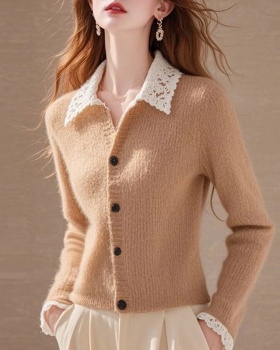 Khaki autumn and winter knitted cardigan