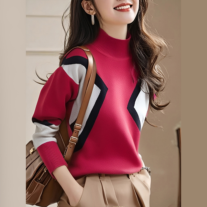 Mixed colors Western style pullover sweater